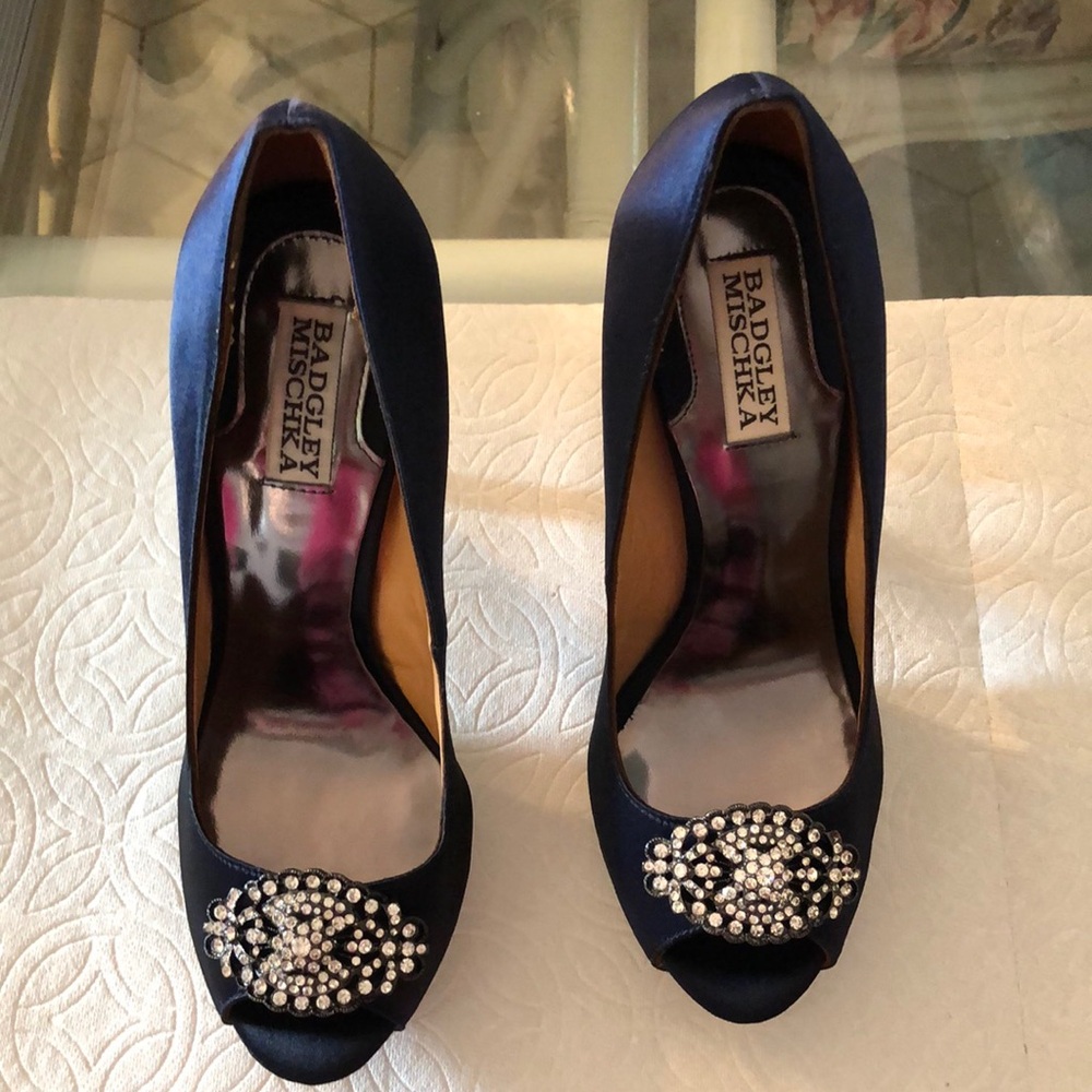 Badgley open toe platform silk Jewell heels